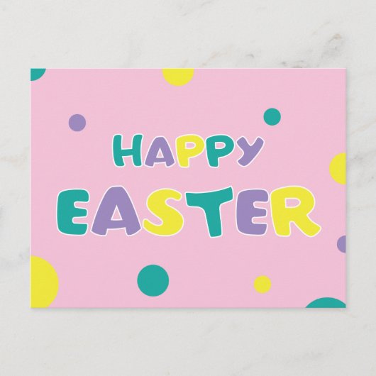 Polka Dots Pastel Pink Happy Easter Feestdagenkaart (Voorkant)