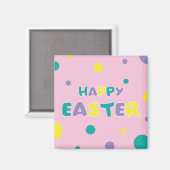 Polka Dots Pastel Pink Happy Easter Magneet (Voorkant / Achterkant)