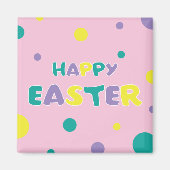 Polka Dots Pastel Pink Happy Easter Magneet (Voorkant)