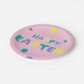 Polka Dots Pastel Pink Happy Easter Papieren Bordje (Gekanteld)
