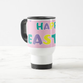 Polka Dots Pastel Pink Happy Easter Reisbeker