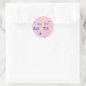 Polka Dots Pastel Pink Happy Easter Ronde Sticker (Tas)