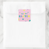 Polka Dots Pastel Pink Happy Easter Vierkante Sticker (Tas)