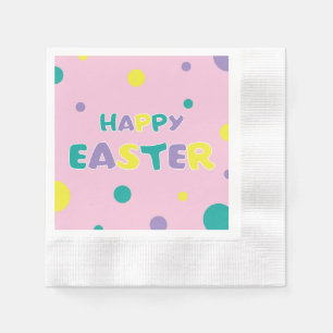 Polka Dots Pastel Roze Happy Paaspapier Servet