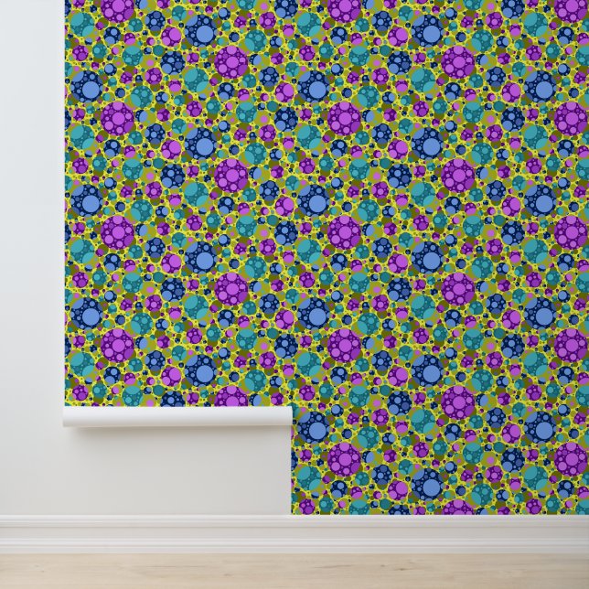 Polka Dots Patroon in Roze Blauw Blauwgroen - Behang (Applicatie)