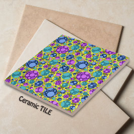 Polka Dots Patroon in Roze Blauw Blauwgroen - Tegeltje