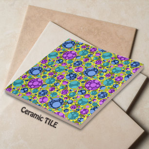 Polka Dots Patroon in Roze Blauw Blauwgroen - Tegeltje