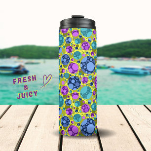 Polka Dots Patroon in Roze Blauw Blauwgroen - Thermosbeker