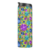 Polka Dots Patroon in Roze Blauw Blauwgroen - Thermosbeker (Geroteerd rechts)