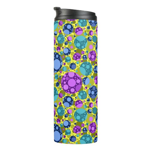 Polka Dots Patroon in Roze Blauw Blauwgroen - Thermosbeker (Geroteerd rechts)