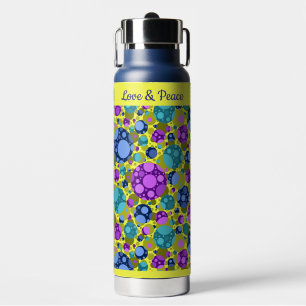 Polka Dots Patroon in Roze Blauw Blauwgroen - Waterfles