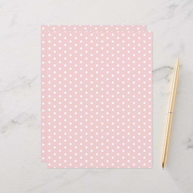 Polka Dots Patroon Pastel Roze Scrapbook Papier (Voorkant / Achterkant in situ)