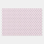 Polka Dots Patroon Set van 3 Roze Witte Dotty Inpakpapier Vel (Voorkant 2)