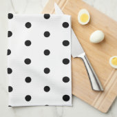 Polka Dots Pattern Black and White Theedoek (Quarter Fold)