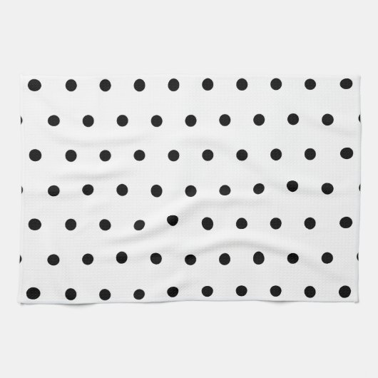 Polka Dots Pattern Black and White Theedoek (Horizontaal)