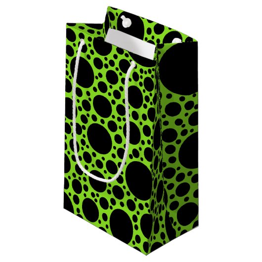 Polka Dots Pattern Black + je ruggengraat. en idee Klein Cadeauzakje (Voorkant Gekanteld)