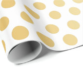 Polka Dots Pattern Gold en White Cadeaupapier (Rol Hoek)