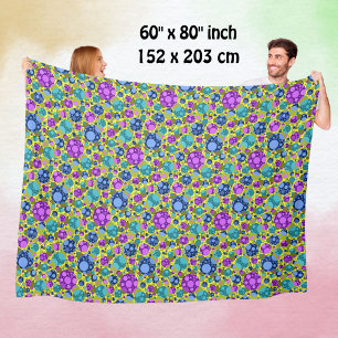 Polka Dots Pattern Pink Blue Blauwgroen - Fleece Deken