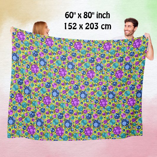 Polka Dots Pattern Pink Blue Blauwgroen - Fleece Deken