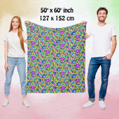 Polka Dots Pattern Pink Blue Blauwgroen - Fleece Deken