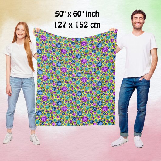 Polka Dots Pattern Pink Blue Blauwgroen - Fleece Deken