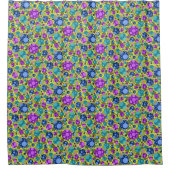 Polka Dots Pattern Pink Blue Blauwgroen - Shower C Douchegordijn (Voorkant)