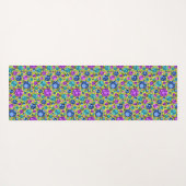 Polka Dots Pattern Pink Blue Blauwgroen - Yogamat (Achterkant (horizontaal))