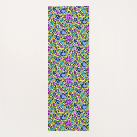 Polka Dots Pattern Pink Blue Blauwgroen - Yogamat (Achterkant)