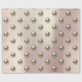 Polka Dots Pearls Faux Gold Blush 3D Effect Cadeaupapier (Vlak)
