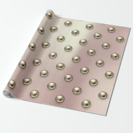 Polka Dots Pearls Faux Gold Blush 3D Effect Cadeaupapier