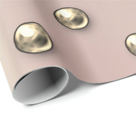 Polka Dots Pearls Faux Gold Blush 3D Effect Cadeaupapier
