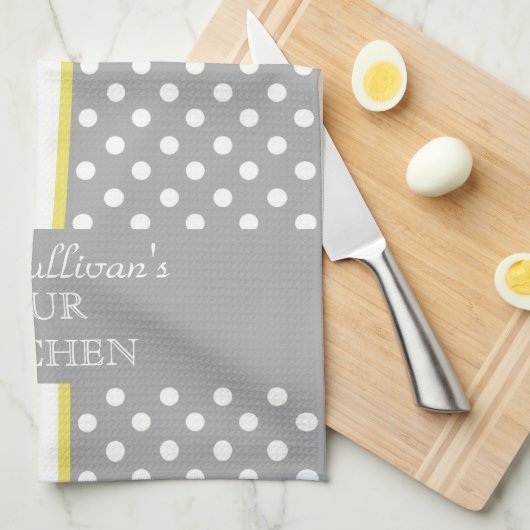 Polka Dots Personalized Kitchen Towels Theedoek (Quarter Fold)
