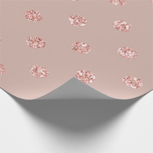 Polka Dots Pink Blush Roos Powder Glitter Crystals Cadeaupapier (Hoek)