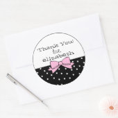 Polka Dots Pink Bow Dank u Ronde Sticker (Envelop)