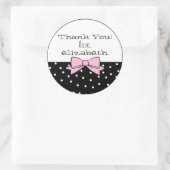 Polka Dots Pink Bow Dank u Ronde Sticker (Tas)