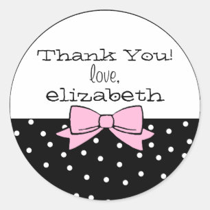 Polka Dots Pink Bow Hartelijk dank Ronde Sticker