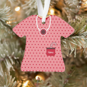 Polka Dots Pink & Red Party Dress op persoonlijke  Ornament