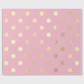 Polka Dots Pink Rose Pastel Champaigne Gold Cadeaupapier (Vlak)