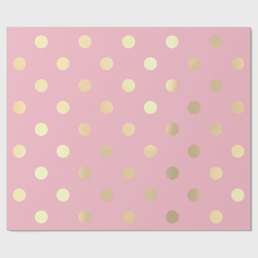 Polka Dots Pink Rose Pastel Champaigne Gold Cadeaupapier (Vlak)