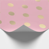 Polka Dots Pink Rose Pastel Champaigne Gold Cadeaupapier (Hoek)