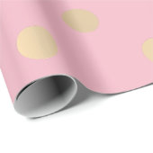 Polka Dots Pink Rose Pastel Champaigne Gold Cadeaupapier (Rol Hoek)