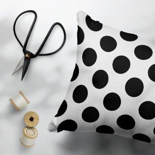Polka Dots, Polka Dot Pattern, Black and White Accent Kussen