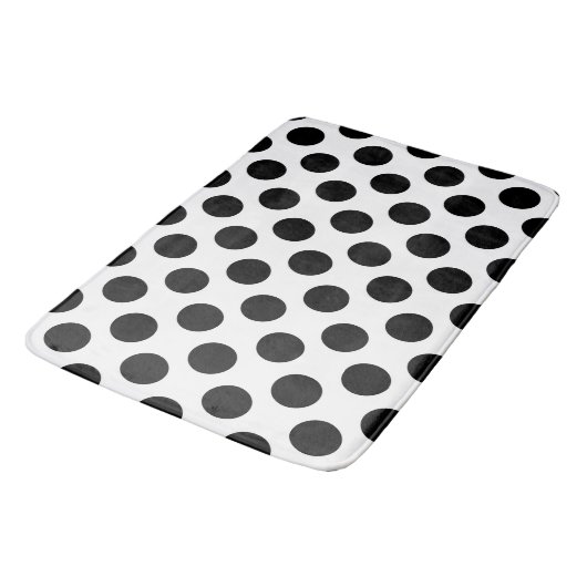Polka Dots, Polka Dot Pattern, Black and White Badmat (Gekanteld)