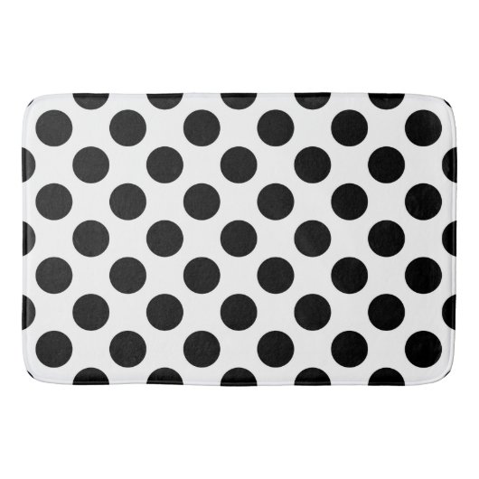 Polka Dots, Polka Dot Pattern, Black and White Badmat (Voorkant)