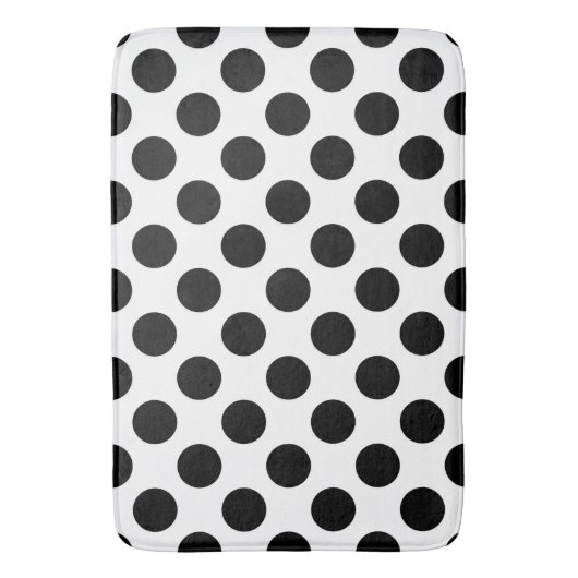 Polka Dots, Polka Dot Pattern, Black and White Badmat (Voorkant Verticaal)
