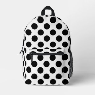 Polka Dots, Polka Dot Pattern, Black and White Bedrukte Rugzak