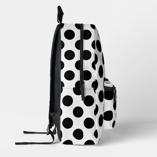 Polka Dots, Polka Dot Pattern, Black and White Bedrukte Rugzak (Links)