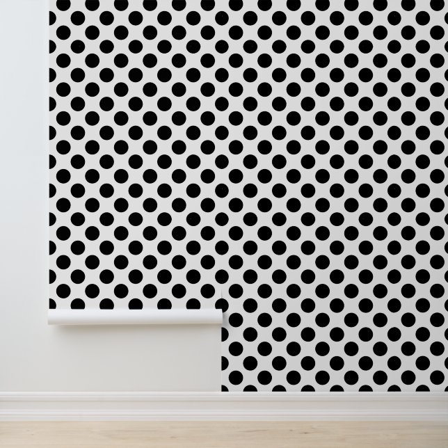 Polka Dots, Polka Dot Pattern, Black and White Behang (Applicatie)