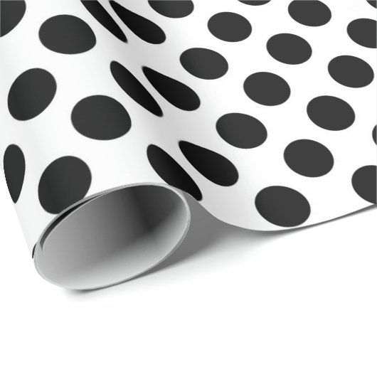 Polka Dots, Polka Dot Pattern, Black and White Cadeaupapier (Rol Hoek)