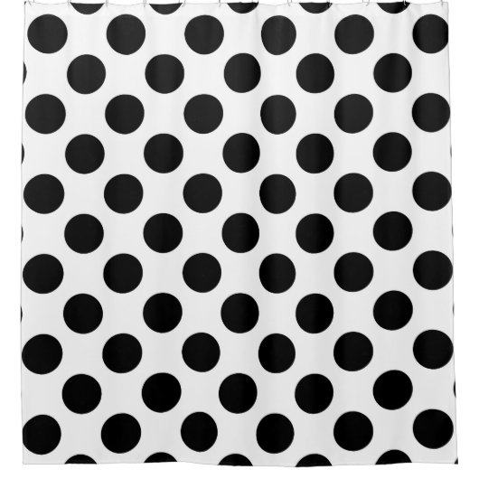 Polka Dots, Polka Dot Pattern, Black and White Douchegordijn (Voorkant)